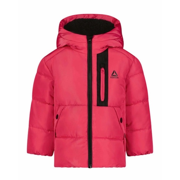Reebok Other - Reebok toddler girl's heavyweight puffer hoodie jacket pink 3T